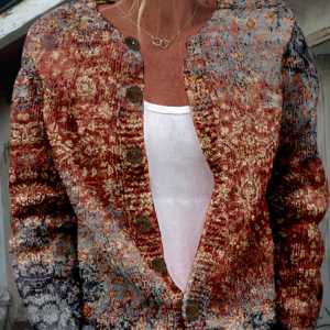 Women's Autumn Outerwear Casual Ethnic Long Sleeve Crew Neck Jacket, JustFashionNow Jackets, color:Multicolor|size:4XL,