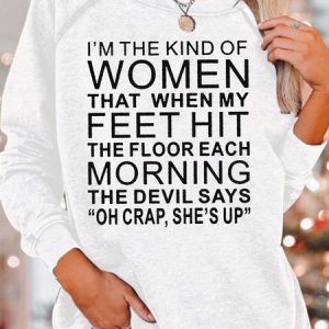 Women's Crew Neck Text Letters Casual Spring/Fall Long Sleeve Sweatshirt, JustFashionNow Sweatshirts & Hoodies, color:White|size:3XL,