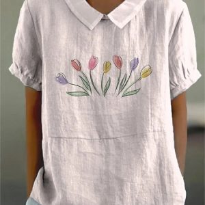 Women Tulip Casual Women's Day Blouse, Blouses, color:White|size:4XL, catalog Noracora shop