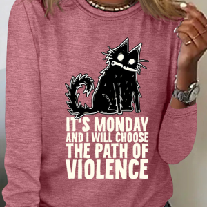 It's Monday And I Will Choose The Path Of Violence Casual Long Sleeve Shirt, Long sleeves, Lilicloth.com