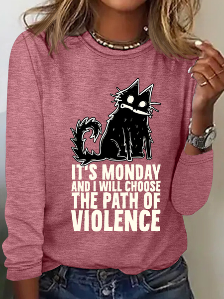 It's Monday And I Will Choose The Path Of Violence Casual Long Sleeve Shirt, Long sleeves, Lilicloth.com