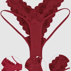 Cutout Contrast Lace Thong Panty, women Panties, ChicMe catalog