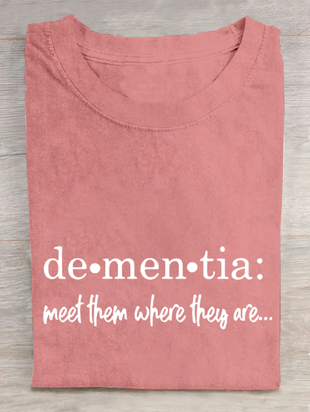 Women's Meet Them Where They Are… Dementia Alzheimer's Disease Awareness Printed Cotton T-Shirt, T-shirts, Lilicloth.com
