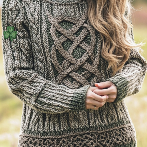 Women's Shamrock Spring/Fall Casual Long Sleeve Crew Neck Wool/Knitting Sweater, JustFashionNow Sweaters, color:Green|size:4XL,
