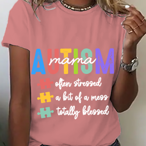Autism Awareness Mom Cotton T-Shirt, T-shirts, Lilicloth.com