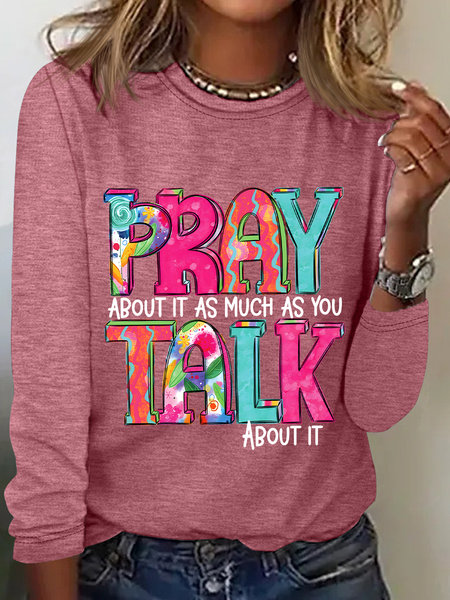 Pray About It Casual Long Sleeve Shirt, Long sleeves, Lilicloth.com