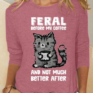 Feral Before Coffee Casual Long Sleeve Shirt, Long sleeves, Lilicloth.com