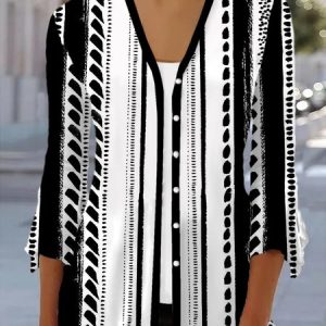 Women's Spring/Fall Outerwear Casual Geometric Jersey Shawl Jacket, JustFashionNow Coats, color:Black|size:XXL,