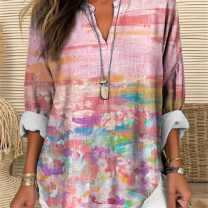 Abstract color contrast Print T-Shirt, Blouses, Lilicloth.com