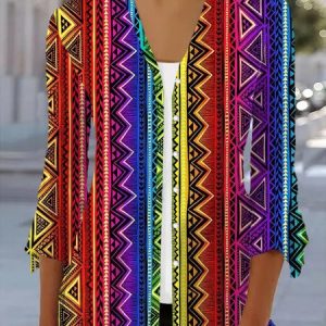 Women's Spring/Fall Outerwear Casual Ethnic Jersey Shawl Jacket, JustFashionNow Coats, color:Multicolor|size:XXL,