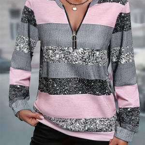 Women's Crew Neck Striped Printing Casual Spring/Fall Long Sleeve Sweatshirt, JustFashionNow Sweatshirts & Hoodies, color:As Picture|size:XXL,