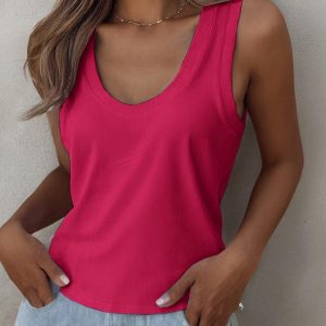 U-Neck Racer Back Ribbed Tank Top, women Tanks & Crop Tops, ChicMe catalog