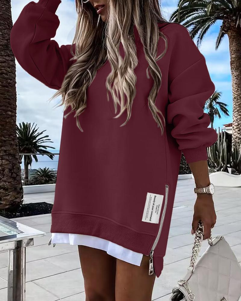 Long Sleeve Pullover Sweatshirt Zipper Slit Casual Dress, women Casual Dresses, ChicMe catalog - Image 12