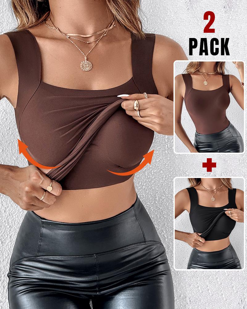 ChicMe ContourX 2 Piece U Neck Shapewear Built-in Bra Tank High Strechy Sleeveless Slim Fit Tops Camisole, women Tanks & Crop Tops, ChicMe catalog - Image 5
