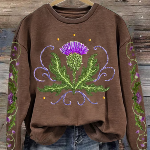 Women'S Scotland Scotch Thistle Print Sweatshirt, Hoodies&Sweatshirts, Lilicloth.com