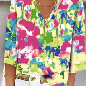 Women Art Colorful Floral Comfy Loose Blouse For Women, Blouses, color:4XL|size:As Picture, catalog Noracora shop