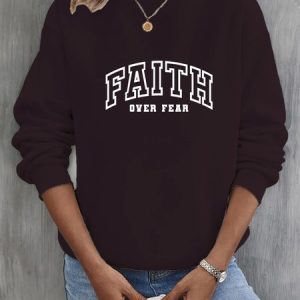 Women's Crew Neck Text Letters Casual Spring/Fall Long Sleeve Sweatshirt, JustFashionNow Sweatshirts & Hoodies, color:Black|size:XXL,