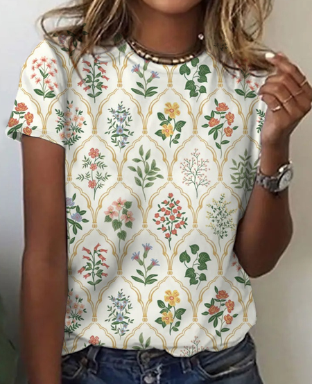 Vintage flower Print T-Shirt, T-shirts, Lilicloth.com - Image 3