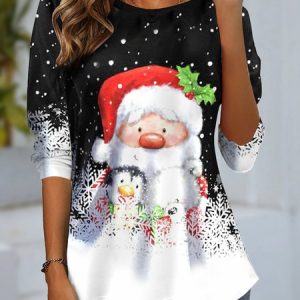 Women's Long Sleeve Tee T-shirt Spring/Fall Polka Dots Jersey Crew Neck Daily Going Out Casual Top, JustFashionNow T-Shirts, color:Black|size:XXL,