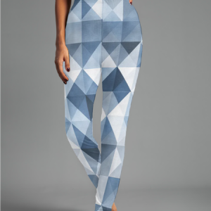 Women's Casual Geometric Jersey All Season Long Leggings, JustFashionNow Leggings, color:Blue|size:XXL,
