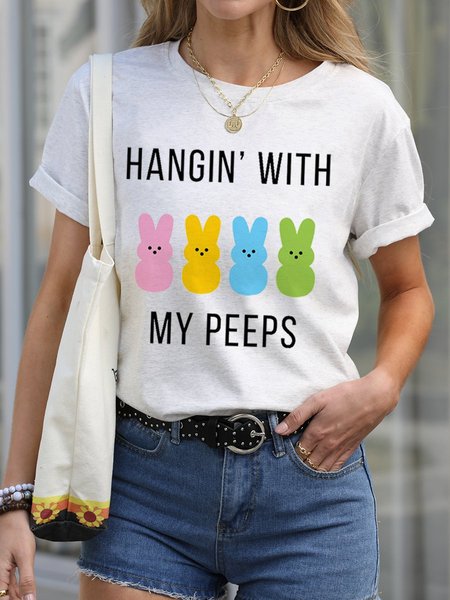 Women's Printed Short Sleeve Tee T-shirt Crew Neck Casual Summer Top, JustFashionNow T-Shirts, color:White|size:3XL,