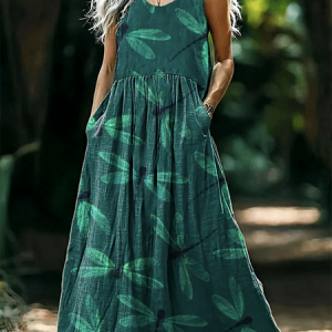 Women Animal V Neck Short Sleeve Comfy Casual Maxi Dress, Maxi, color:Dark Green|size:4XL, catalog Noracora shop