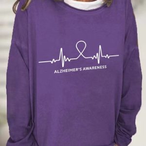 Alzheimer's Awareness Ribbon Casual Sweatshirt, Hoodies&Sweatshirts, Lilicloth.com