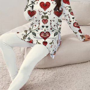 Women's Printing Floral Daily Going Out Two Piece Set Long Sleeve Casual Spring/Fall Top With Pants Matching Set, JustFashionNow Suit Set, color:Apricot|size:3XL,