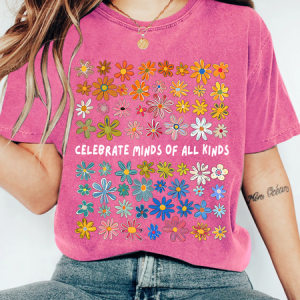 Bella Canvas Celebrate Minds of All Kinds Autism Awareness Wash T-Shirt, T-shirts, Lilicloth.com