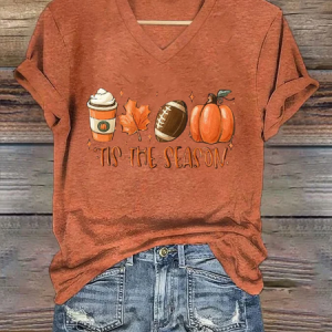 Women's Tis The Season Print Text Letters Casual Crew Neck T-Shirt, T-shirts, Lilicloth.com
