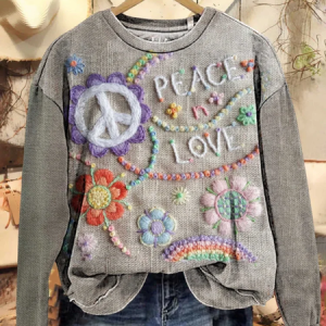 Casual Crew Neck Floral Sweatshirt Printing, Hoodies & Sweatshirts, color:Gray|size:XXL, catalog Noracora shop