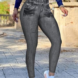Denim Print High Waist Fake Jean Leggings Seamless Yoga Pants Butt Lifting Workout Trousers, women Leggings, ChicMe catalog