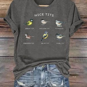 Casual Animal Crew Neck Short Sleeve T-shirt, T-shirts, color:Deep Gray|size:4XL, catalog Noracora shop