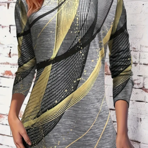 Women's Long Sleeve Tee T-shirt Spring/Fall Abstract Graphic Printing Crew Neck Casual Graphic Tee Top, JustFashionNow T-Shirts, color:As Picture|size:XXL