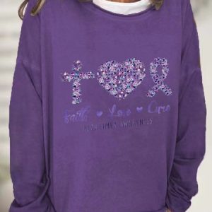 Faith Love Cure Alzheimer's Awareness Casual Sweatshirt, Hoodies&Sweatshirts, Lilicloth.com