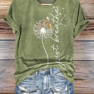 Casual Plants Crew Neck Short Sleeve T-shirt, T-shirts, color:As Picture|size:4XL, catalog Noracora shop