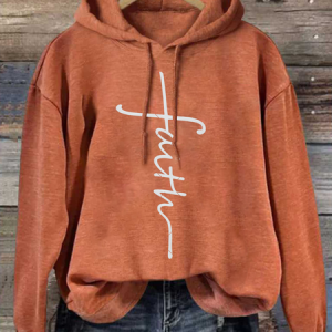 Faith Cross Casual Text Letters Hoodie, Hoodies&Sweatshirts, Lilicloth.com