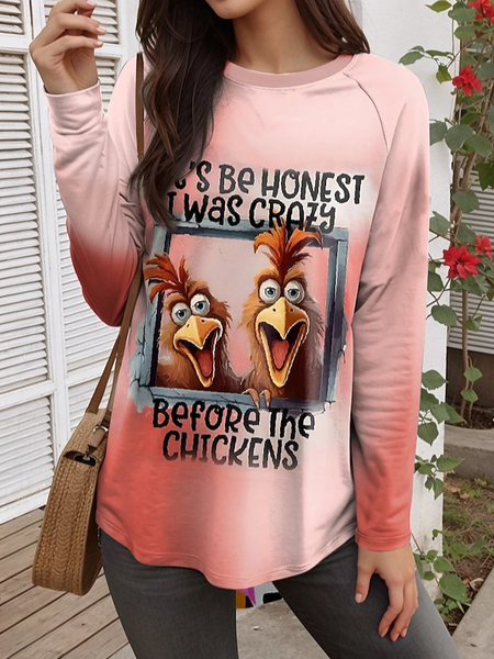 Women's Long Sleeve Tee T-shirt Spring/Fall Turkey Jersey Crew Neck Daily Going Out Casual Top, JustFashionNow T-Shirts, color:Pink|size:XXL,