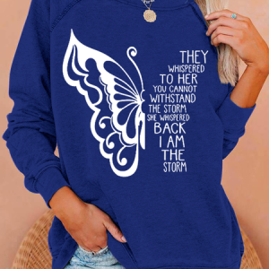 Women's Butterfly Letters Animal Casual Sweatshirt, Hoodies&Sweatshirts, Lilicloth.com