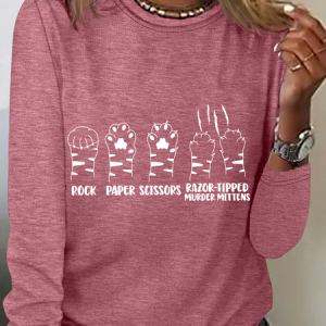 Rock Paper Scissors Casual Long Sleeve Shirt, Long sleeves, Lilicloth.com