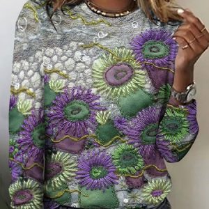Casual Floral Crew Neck Short Sleeve T-shirt, T-shirts, color:Light Gray|size:5XL, catalog Noracora shop