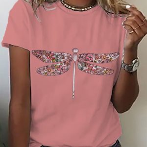 Women's Wildflower Dragonfly  Casual Short SleeveT-Shirt, T-shirts, Lilicloth.com