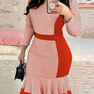 Polka Dot Print Mermaid Hem Work Dress, women Work Dresses, ChicMe catalog