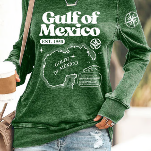 Women's Gulf Of Mexico Print Sweatshirt, Hoodies&Sweatshirts, Lilicloth.com