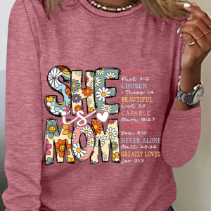She Is Mom Casual Long Sleeve Shirt, Long sleeves, Lilicloth.com