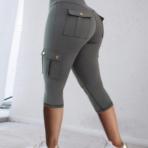 Butt Lifting Biker Capris Leggings High Waist Flap Pockets Workout Capris Gym Pants, women Active Pants, ChicMe catalog