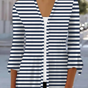 Women's Spring/Fall Cover-up Casual Striped Printing Lightweight Cardigan, JustFashionNow Coats, color:As Picture|size:XXL,