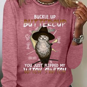 Buckle Up You Just Fipped My Witch Switch Casual Long Sleeve Shirt, Long sleeves, Lilicloth.com