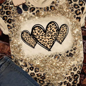 Women's Short Sleeve Tee T-shirt Summer Leopard Printing Crew Neck Casual Top Graphic Tee, JustFashionNow T-Shirts, color:As Picture|size:XXL