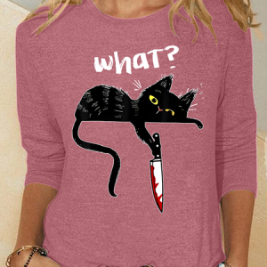 Cats What Casual Long Sleeve Shirt, Long sleeves, Lilicloth.com